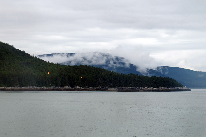 Low lying clouds over the shoreline