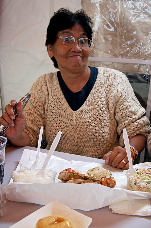 Sister Stella enjoying some dungeness crab