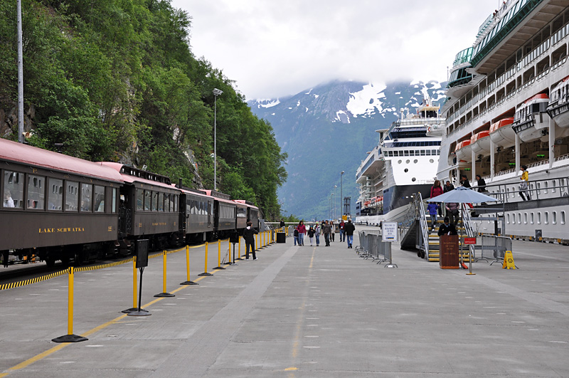 You can board the train right off the boat