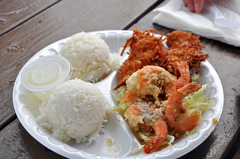 Charlottes garlic and coconut flaked shrimp from the food cart.jpg