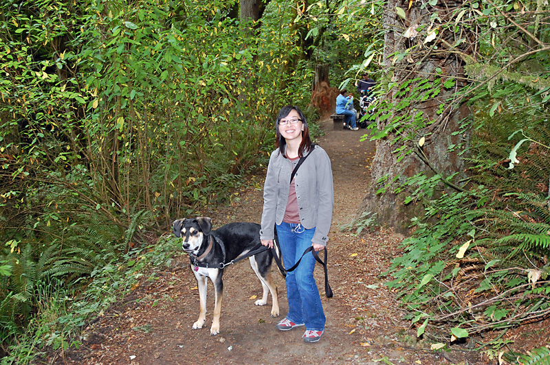 Charlotte and Mulder hiking in Tryon State Park.jpg