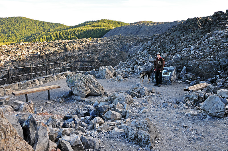 Mulder and I hiking the Obsidian Flow.jpg