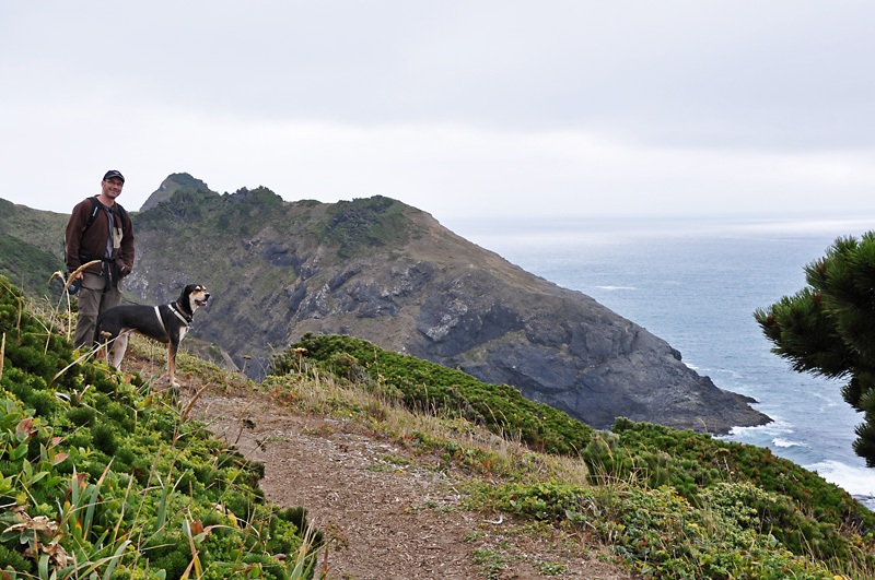 Mulder and I hiking the coastal trail