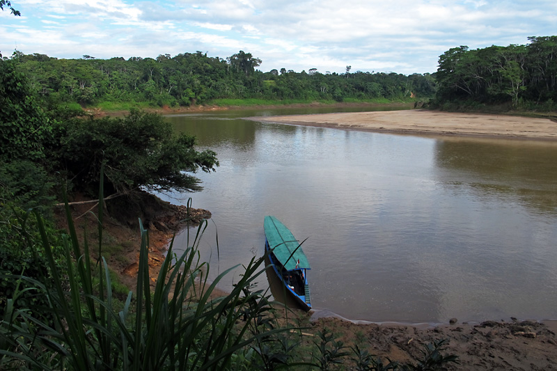 Boat docked on the Tambopata River.jpg