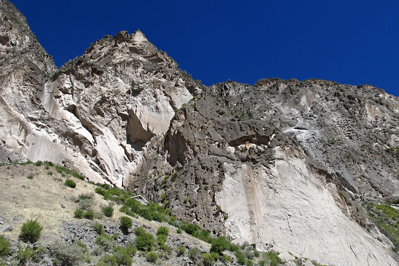 The holes in the side of the mountain are gravesites