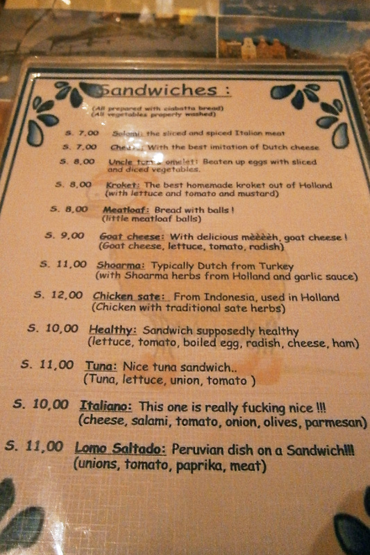 Funny Dutch menu