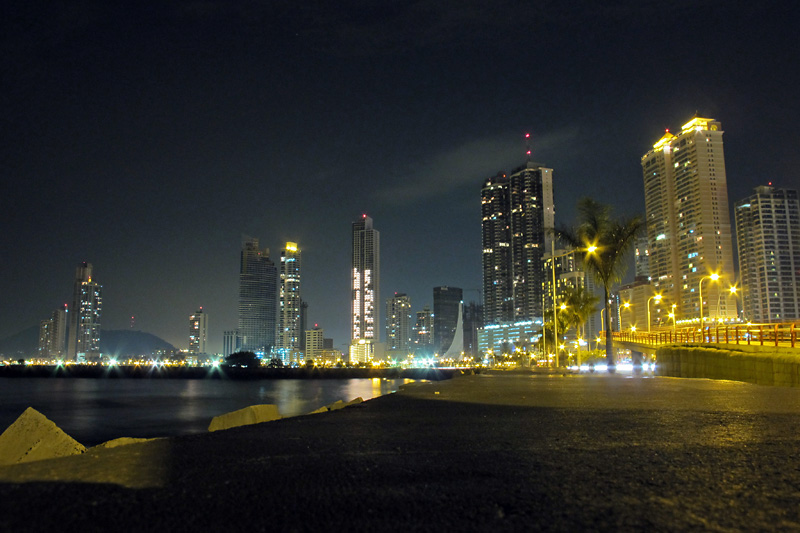 Panama at night facing south towards Casco Viejo.jpg