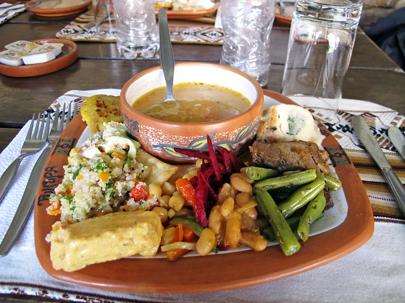 My buffet plate complete with quinoa, alpaca, plantains, and other goodies.jpg