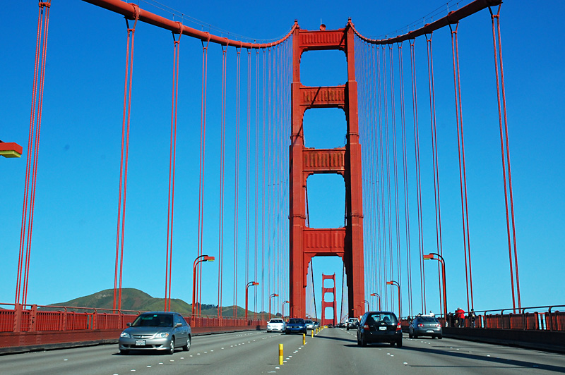 Driving over the Golden Gate Bridge