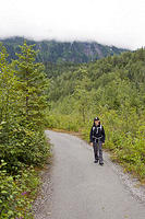 Charlotte on the paved Alaskan Wilderness trail